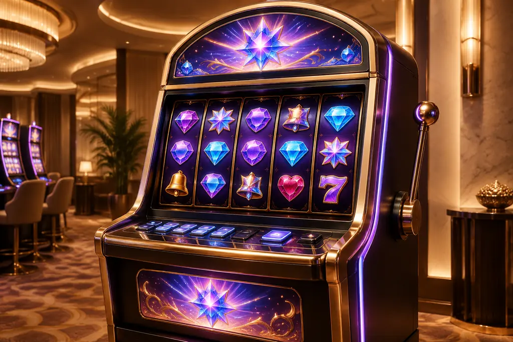 Mesin slot bertema permata di ruang kasino